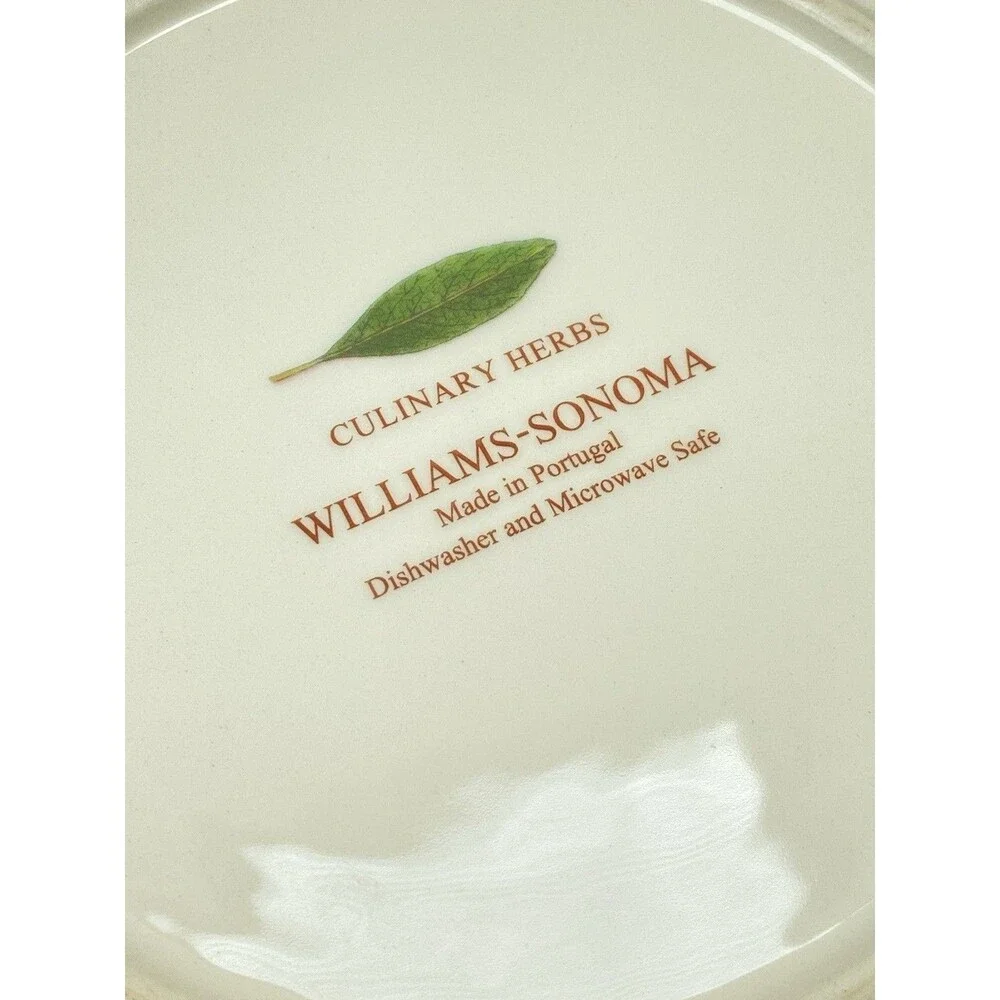 WILLIAMS SONOMA Set 4 Culinary Herbs Lunch Plate BORAGE Chervil THYME Dandelion